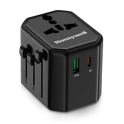 Honeywell New Launch Universal Travel Adapter 38W, 3-in-1 Fast Charging, Universal Socket, TypeC, USBA, Worldwide Wall Charger for EU,US,UK &amp; CN/AUS, Devices, 3Yr Manufacturer Warranty