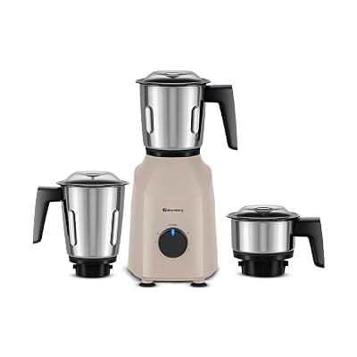 Atomberg Xiana 750 Watt Mixer Grinder | 3 Multipurpose Stainless Steel Jars | Coarse Mode for Silbatta-like Textures | Powerful Intelligent Motor | Easy Fault LED Indication | Seasand Ivory