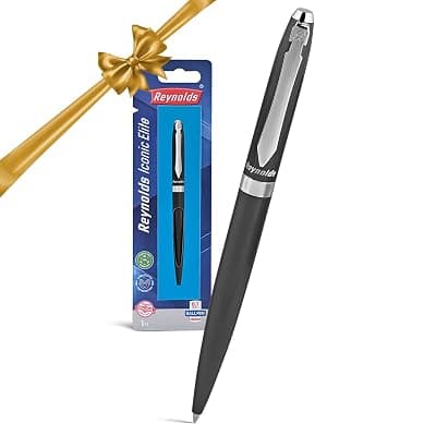 Reynolds Metal Pens (Iconic Elite Gun Metal) | Premium Pens For Gifting | Twist Pens For Personal &amp; Professional Use | Stylish Gifts for Men &amp; Women | Trim Ball Pens For Corporate Gifting | Blue Ink