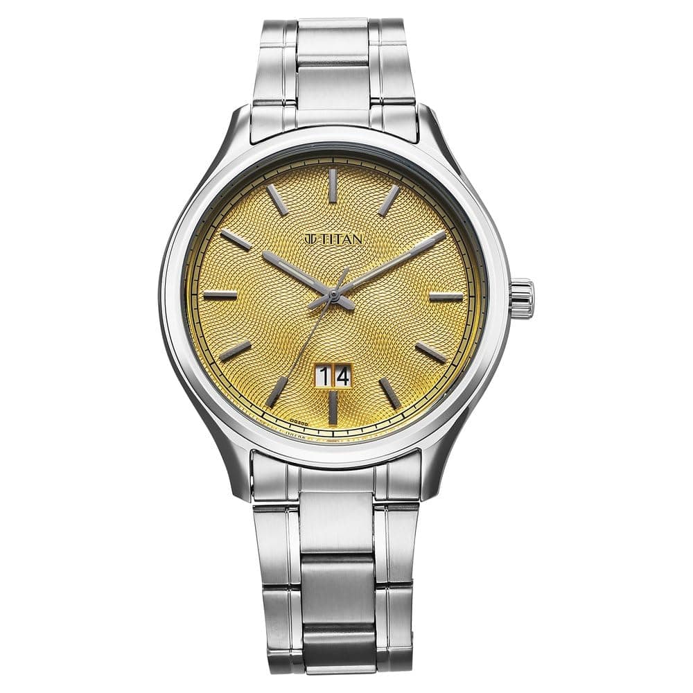 Titan Palette of Colours Quartz Yellow Dial Watch for Men