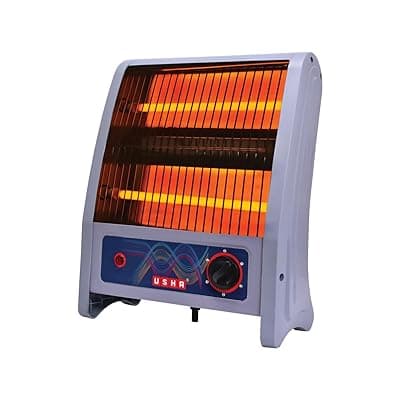 Usha 2 Rod Quartz Heater | 800Watt with Low Power Consumption | Cool Touch Body | Tip Over Protection | 1 Year Warranty | (4302, Grey)