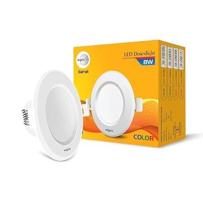 wipro Garnet 8W Round Downlight Junction Box |Blue | Glare-Free Design | Recessed Downlighter For False Ceiling | Cutout ~ 3 Inch | Pack Of 1