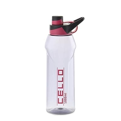 CELLO Fitbe Sipper Cap Water Bottle, 1000ml Black Pink | Food Grade, Leakproof, Easy to Carry | Sipper Drinking Water Bottle For Gym | Perfect For Fitness, Office, School, Sports &amp; Outdoor Hydration