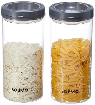 Amazon Brand - Solimo Twist & Lock Plastic Storage Container Set, 1400 ml, Set of 2, Grey