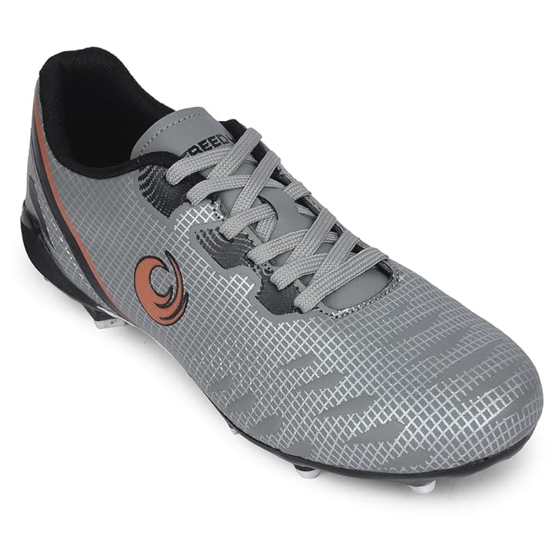 Liberty Freedom Joga Sports Lacing Football and Soccer Shoes for Men - Grey &amp; Black | High Grip, Quick-Wear Elastic Laces | Comfortable, Lightweight and Athletic Footwear | Hard Grassy Ground Surfaces