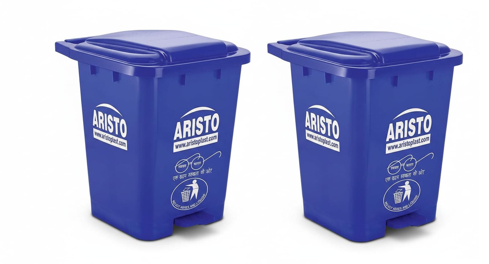 ARISTO Plastic Step-On Pedal Garbage Waste Dustbins 45 Ltr [Blue & Blue] Combo