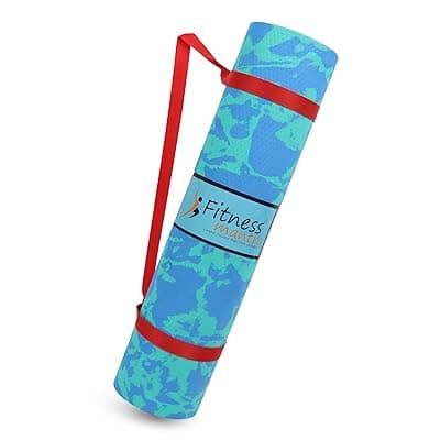 Fitness Mantra® 4mm Marble Design Anti Skid Yoga Mat for Men & Women| Qnty.-1 Pcs.|,Ethylene Vinyl Acetate,Blue