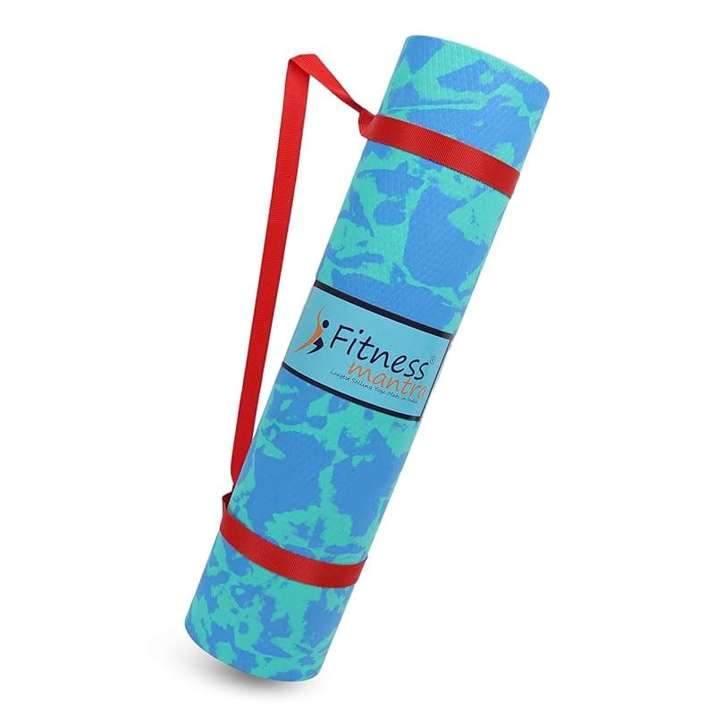 Fitness Mantra® 4mm Marble Design Anti Skid Yoga Mat for Men & Women| Qnty.-1 Pcs.|,Ethylene Vinyl Acetate,Blue