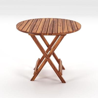 WELL KNOWN Solid Sheesham Wood Round Shape Folding Coffee Table, Center 1 Table for Indoor &amp; Garden Outdoor, Fold-Away Coffee tee