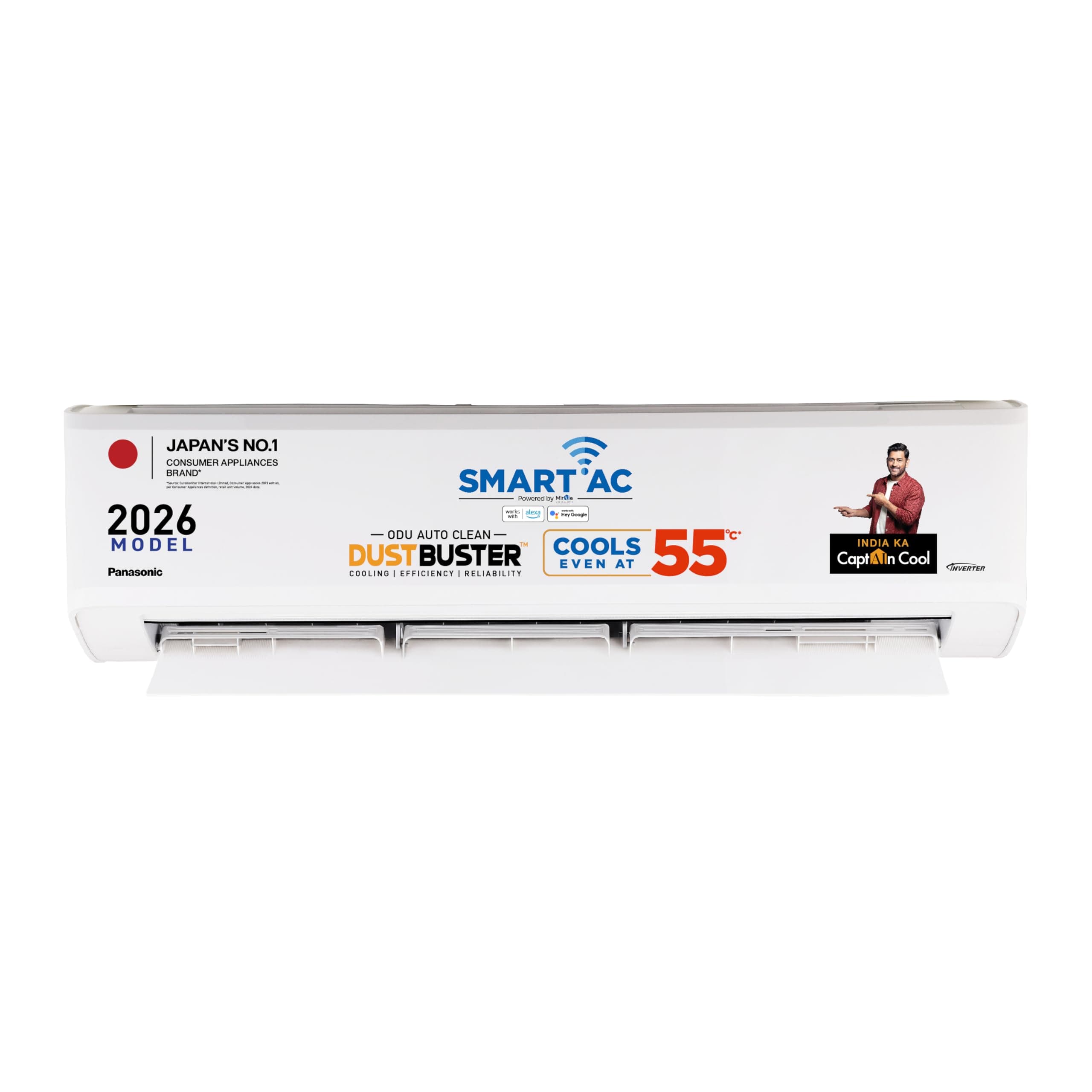 Panasonic 2.0 Ton 4 Star New Star rated Premium WiFi Inverter Smart Split AC (DustBuster Tech,Matter Enabled,AI,Higher Airflow, Copper Cond., 8in1 Convertible,4-Way,PM0.1 Filter,CS/CU-NU24BKY4W,White)
