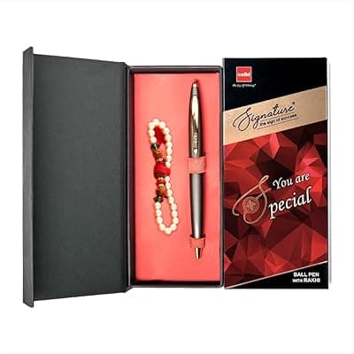 Cello Signature Pen Gift Set | Blue Ink | Pack Of 1 Rakhi &amp; 1 Ball Pen | Premium Metal Pens for Office Use | Corporate Gifting | Stylish Gifts for Diwali|Rakhi Set |Gifts for Men and Women