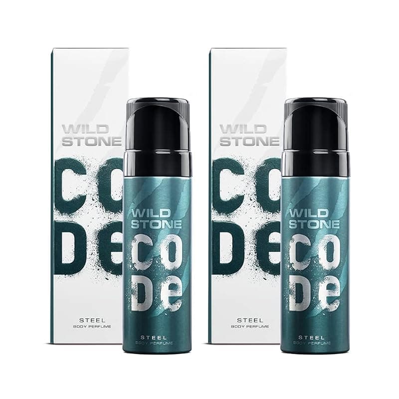 WILD STONE CODE Steel Long Lasting Spray No Gas Body Perfume For Men,Pack Of 2 (150Ml Each)