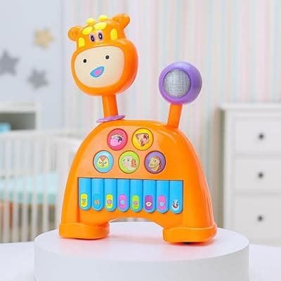 Storio Musical Light &amp; Sound Cow Piano with 5 Modes of Animal Sound (Colour May Vary)| Soothing Melodies| Interactive Modes| Spinning Wheel | Ideal Gifting Option