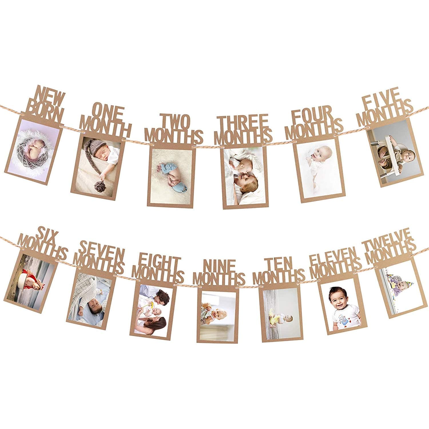 Party Propz 1-12 Month Photo Frame Banner - Set of 1 Photo Banner for First Birthday(Cardstock) | Baby Photo Frame 0 to 12 Months | New Born 0 to 12 Month Photo Frame | Bday Photo Banner 1st Birthday