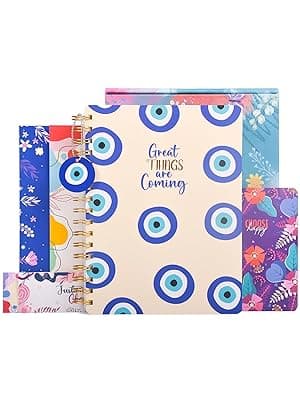 Doodle Happiness Planner B5 | Wiro Bound Undated Planner with 268 Pages, To-Do Lists, Activity Pages, Tear Away Note &amp; Quote Cards | 64-Page Pocket Book, 250+ Stickers &amp; Free Premium Gift Box, 80 GSM