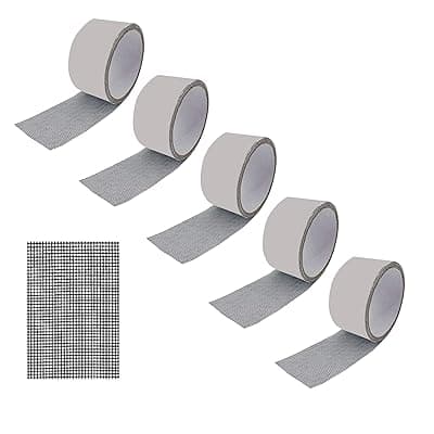 Sulfar Mosquito net patch repair Tape|Strong Adhesive &amp; Waterproof Window Mosquito net Covering Mesh Tape for Door Tears Holes Screen Patch Repair (200Cm X 5CM) Pack of 5
