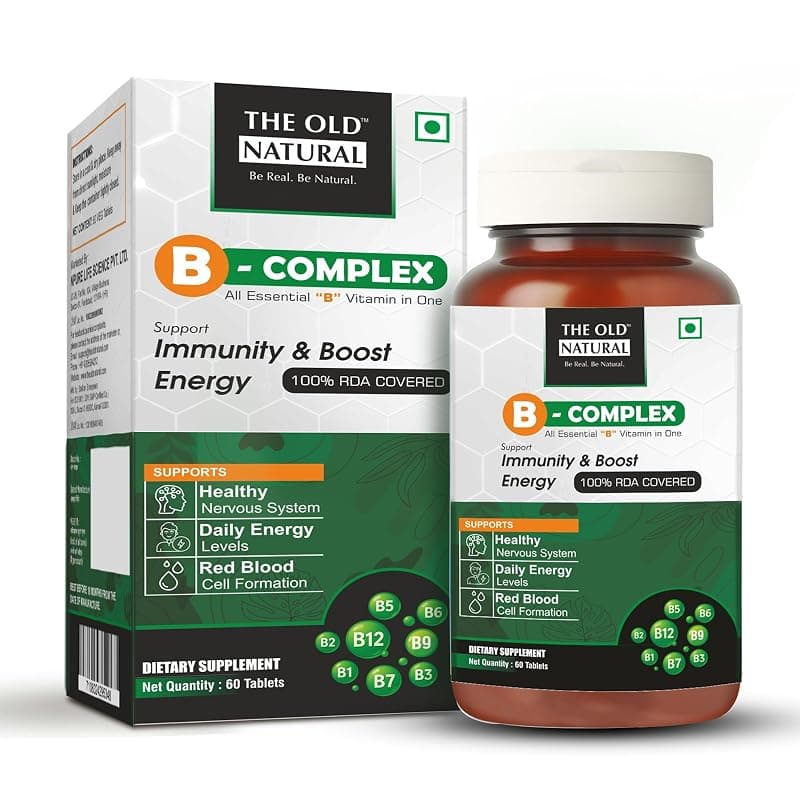 B-Complex Veg Tablets | All 8 Essential B Vitamins for Immunity, Energy &amp; Nerve Health | Vitamin B Complex Supplements for Women &amp; Men - 60 Vegetarian Tablets