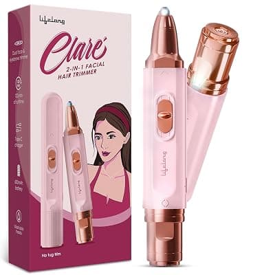 Lifelong Clare 6-in-1 Sensitive Mini Facial Hair Remover For Women Beauty Accessories | Facial Hair Removal Painless Machine For Woman | UpperLips, Face, Eyebrow, Ear Trimmer | Rechargeable | 120Min