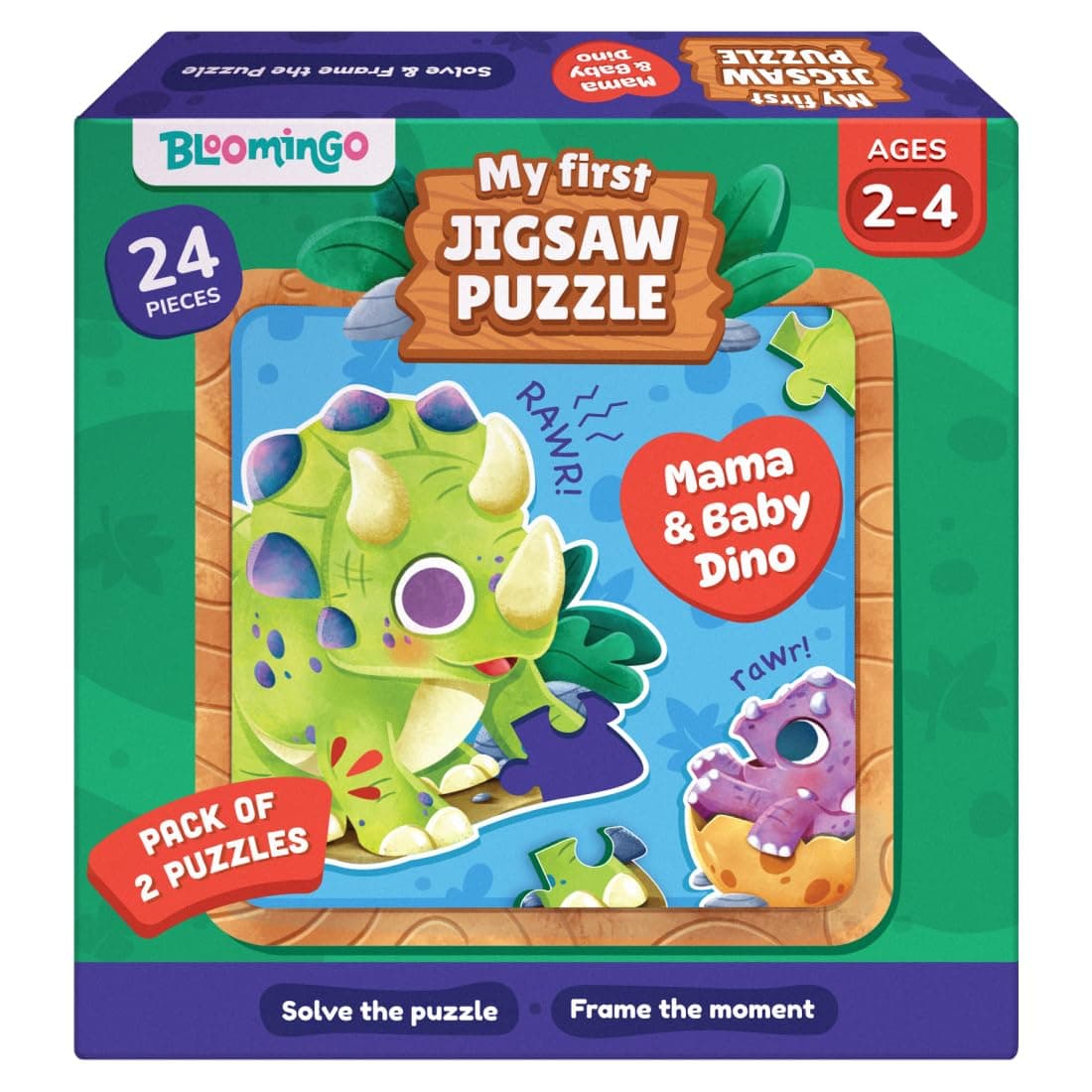 Bloomingo Puzzle Kit - My First Jigsaw Puzzle - Unicorn & The Friendly Fairy - Jigsaw Puzzle for Kids (2-4 Years) 20+ Jigsaw Pieces (Dino)