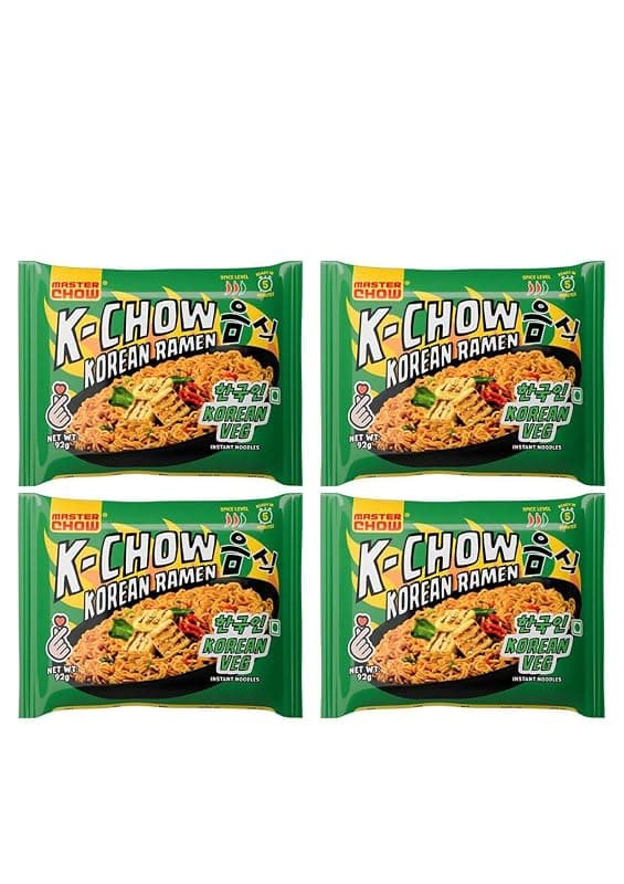 MasterChow K-Chow Korean Ramen Veg | Pack of 4 | 92g Each