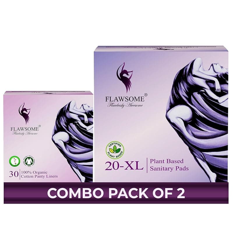 Flawsome Sanitary Pads &amp; Daily Panty Liners Period Care Combo – Plant-Based | Pack of 20 Sanitary Pads (Size XL) + 30 Panty Liners | Soft, Rash-Free, Leak-Proof &amp; 100% Chemical-Free