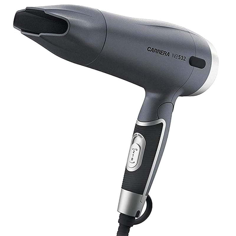 CARRERA 532 Professional Hair Dryers for Men &amp; Women | Hairdryers - Styling Nozzle-Diffuser, Blow Dry, Hot-Cold Air, DC 1600 Watts-Grey