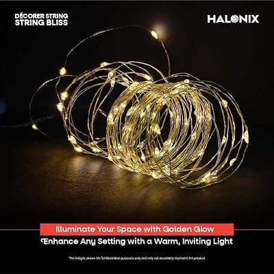 Halonix Bliss Rice Light | Decorative Light | Fairy Light | USB Powered | String Light | Diwali Light | Warm White| Pack 1 |Diwali Lights for Decoration for Home-Plastic,Corded Electric