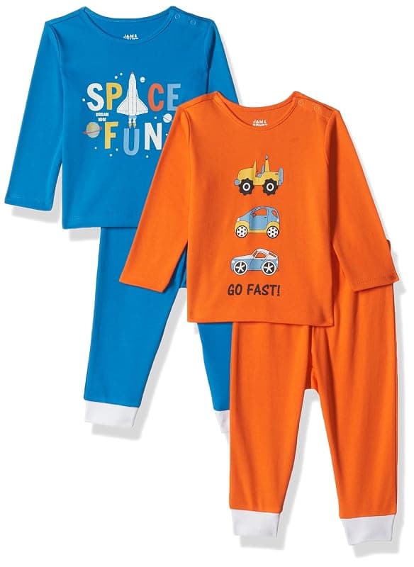 Amazon Brand - Jam &amp; Honey Baby-Boys and Girls 100% Soft &amp; Pure Cotton Long Sleeve Tee with Jogger - Unisex Clothing Set