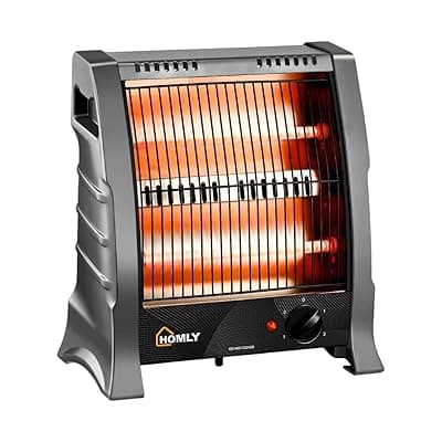 Homly Ritz 800 Watts Quartz Room Heater with Dual Heating Tubes | Dual Heating Settings For 400W &amp; 800 W | Tip-over Protection|Cool Touch Shockproof Body with High Thermal Protection - Grey
