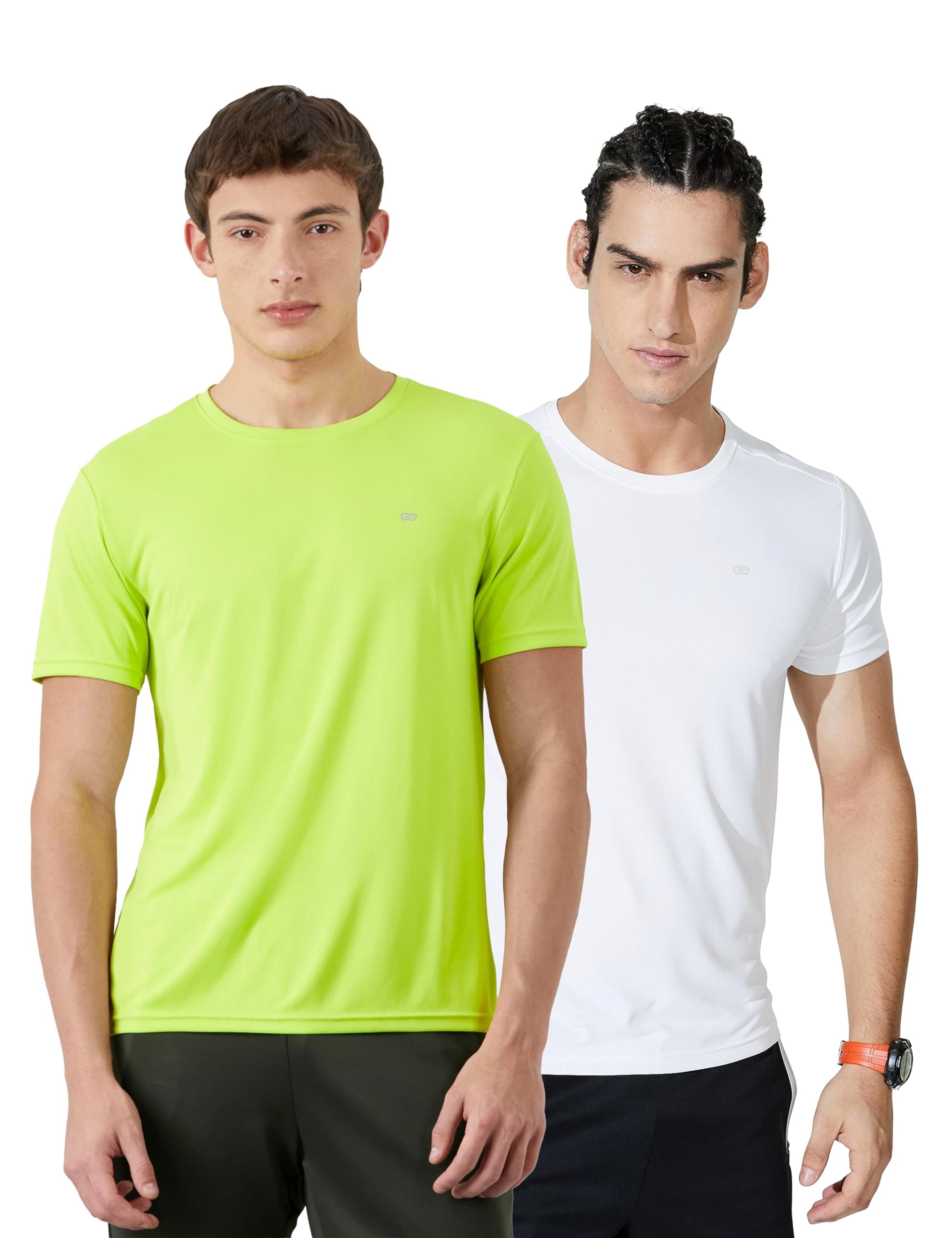 Amazon Brand - Symbol Men's Solid Active Regular Fit Sports T-Shirt | Round Neck | Half Sleeve (Available in Plus Sizes)