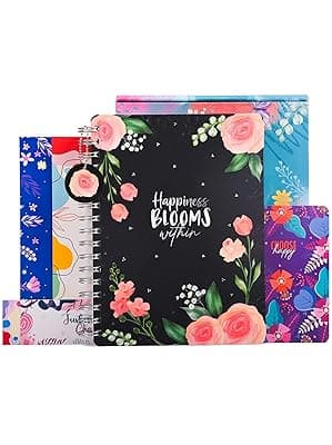 Doodle Happiness Planner B5 (Blushing Blossom) | Wiro Bound Undated Planner with 268 Pages, To-Do Lists, Activity Pages, Tear Away Note &amp; Quote Cards | 64-Page Pocket Book, 250+ Stickers &amp; Free Premium Gift Box, 80 GSM