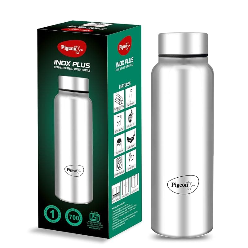 Pigeon by Stovekraft Inox Hydra Plus Stainless Steel Drinking Water Bottle 700 ml - Silver (1 year Warranty)