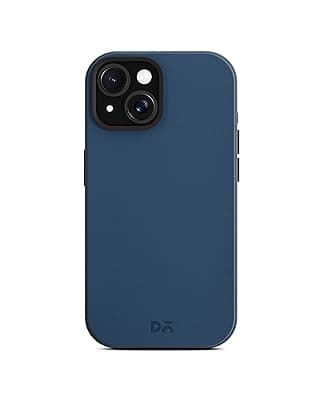 DailyObjects Leatherite Case for iPhone 15 Plus Compatible with Mag-Safe Wireless Charging | Navy Blue-Grey Hybrid Magnetic Back Cover
