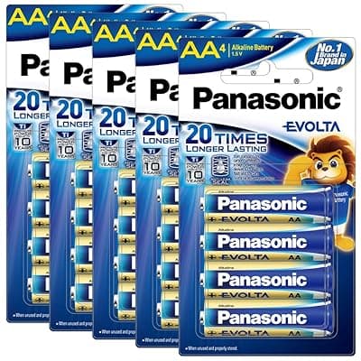 Panasonic Evolta AA Alkaline 1.5V Battery, 20 Times Longer Lasting Than Standard zinc Carbon Batteries,Anti-Leak Seal,Protects Power for up to 10 Years-Pack of 20