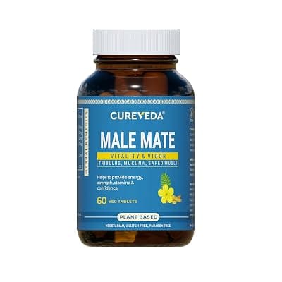 Cureveda Herbal Male Mate | Testosterone Support Supplement For Men | Tribulus, Mucuna, Safed Musli | 60 tab