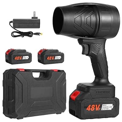 PHYAN Jet Air Blower 180000 RPM, 120 MPH, Lightweight Portable TurboDry Cordless Car Dryer, Hair Dryer with Adjustable Speeds, Rechargeable Battery, Safety Switch for Fast Drying & Styling(Double battery)