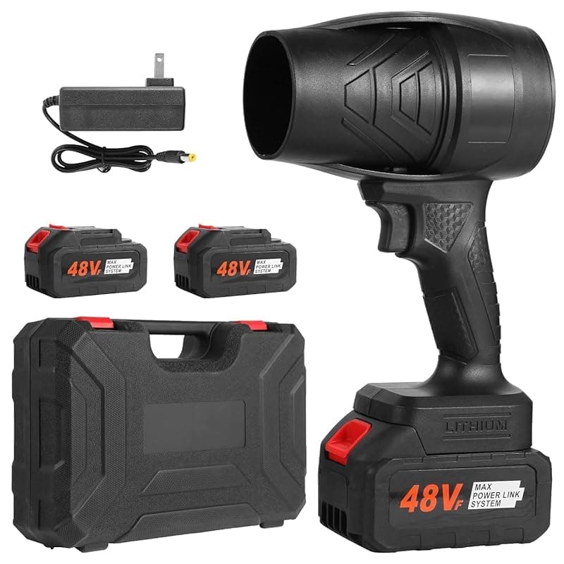 PHYAN Jet Air Blower 180000 RPM, 120 MPH, Lightweight Portable TurboDry Cordless Car Dryer, Hair Dryer with Adjustable Speeds, Rechargeable Battery, Safety Switch for Fast Drying & Styling(Double battery)