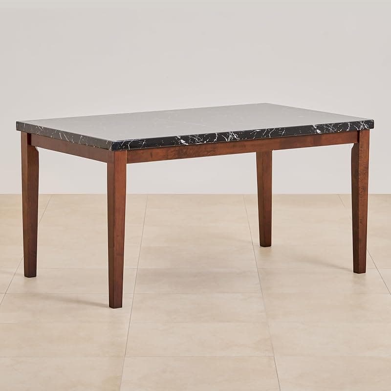 Home Centre Jasper Faux Marble Top 6-Seater Dining Table - Black and Brown