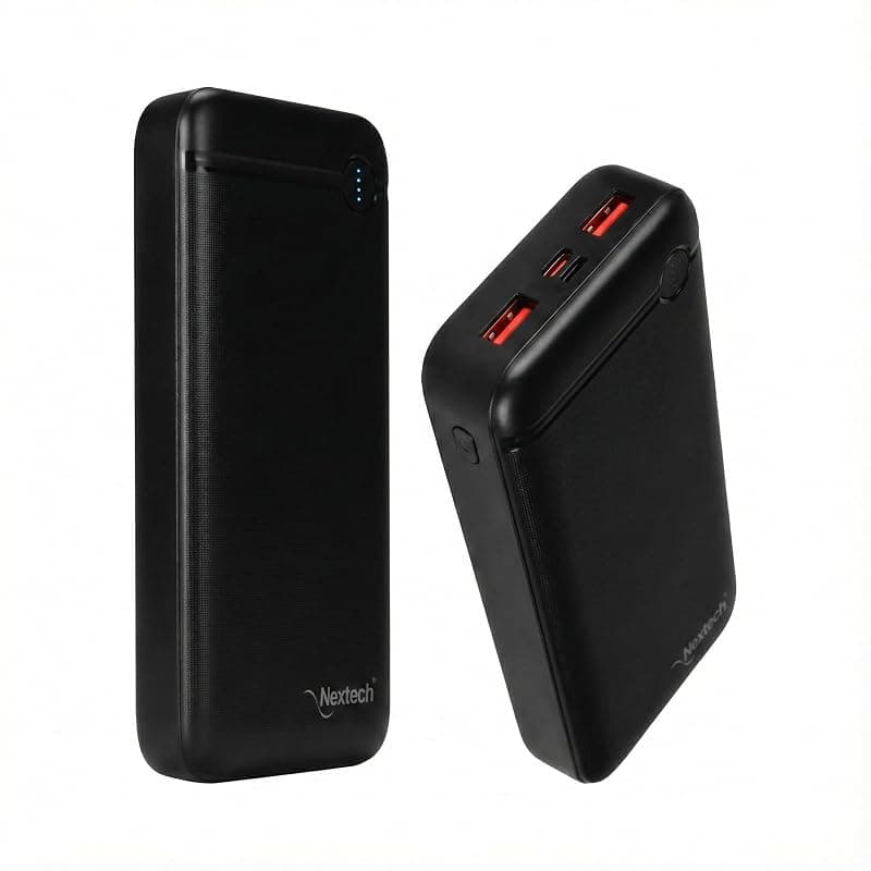 Nextech Hercules PDQC 22.5W Power Bank 20000mah Fast Charging | Triple Output (PD+2USB) & Dual Input (Type-C+Micro USB) | BIS Certified | Li-Polymer | Multi-Layer Protection | 20000 mah powerbank