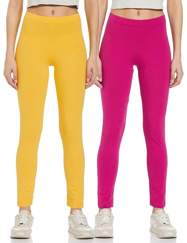 Amazon Brand - Symbol Women's Mid Rise Ankle Length Cotton Stretch Skinny Fit Leggings (Available in Plus Sizes)