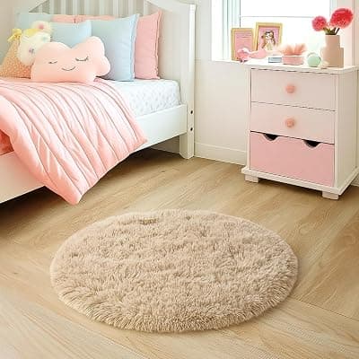 Vintage Threads Shaggy Carpet 60 CM for Living Room Bedroom | Ultra Soft Plush Long Pile Rug | 3D Modern Luxury Floor Carpet | Thick Cozy Fluffy Rug for Home Decor(Beige 60 CM)