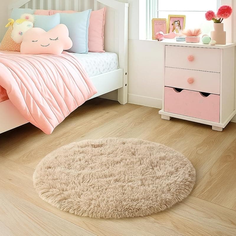 Vintage Threads Shaggy Carpet 60 CM for Living Room Bedroom | Ultra Soft Plush Long Pile Rug | 3D Modern Luxury Floor Carpet | Thick Cozy Fluffy Rug for Home Decor(Beige 60 CM)