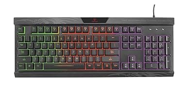 Vertux Promate Promate Gaming Keyboard, Professional Ergonomic Wired USB Gaming Keyboard with Vibrant Rainbow Backlit, 26 Anti-Ghosting Keys, 12 Multimedia Shortcut Keys and 4 Backlit Modes, Amber