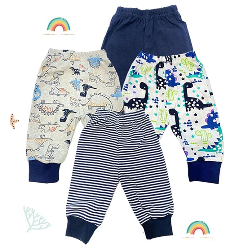 Baby Story Baby Cotton Pyjamas/Joggers, Set of 4 | Comfortable &amp; Stylish Track Pants for Newborn, Kids, Infants &amp; Toddler Boys and Girls