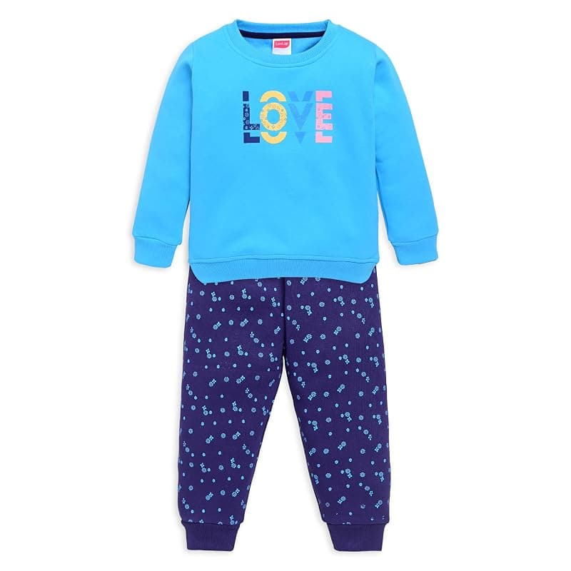 LuvLap Baby Girls Full Sleeve Sweatshirt & Pyjama Set Pack of 1