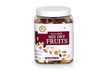 Nature Vit Mix Dry Fruits & Nuts, 1kg | Almonds, Cashews, Raisins, Figs, Pistachio Kernels & Apricots | Premium Assortment | Healthy & Tasty Snack Combo