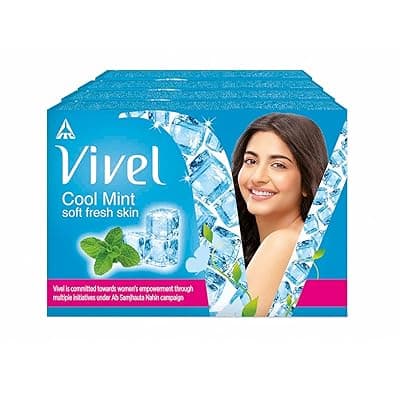 Vivel Cool Mint, Soft Fresh Skin Soap, 600g (150g - Pack of 4), Soap for Women &amp; Men for Soft, Glowing &amp; Moisurised Skin, All Skin Types