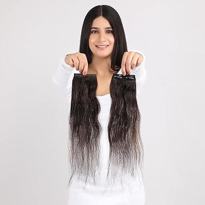 Natural Human Hair Clip-In Side Patches Extensions for Women Brown 10 Pack of 2
