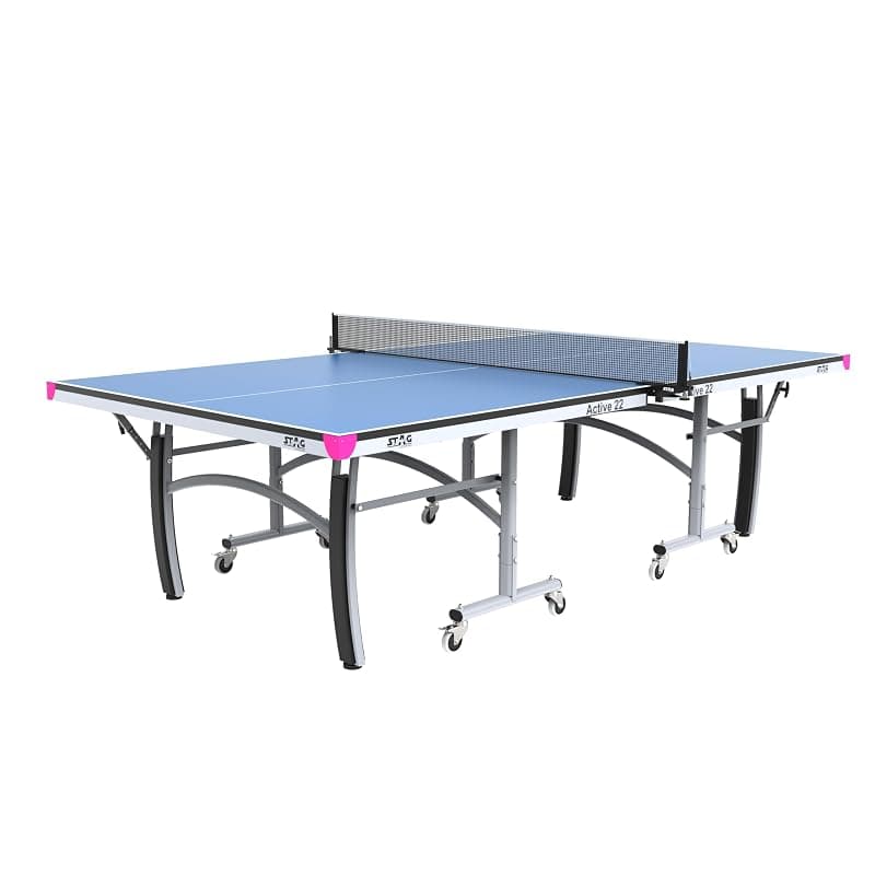 Stag Active 2023 Series Pro Table Tennis T.T Table, Full Size Premium Table with 7 Minute Quick Easy Setup, Ideal for Both Home and Club - 1 Table Top Cover,2 TT Rackets,6 Balls,1 Clamp Net