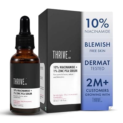 ThriveCo Niacinamide Serum with Zinc PCA | Reduces Acne Marks &amp; Blemishes | Minimizes Pores | Oil Control Face Serum for Oily Skin | For Men &amp; Women | 30ml